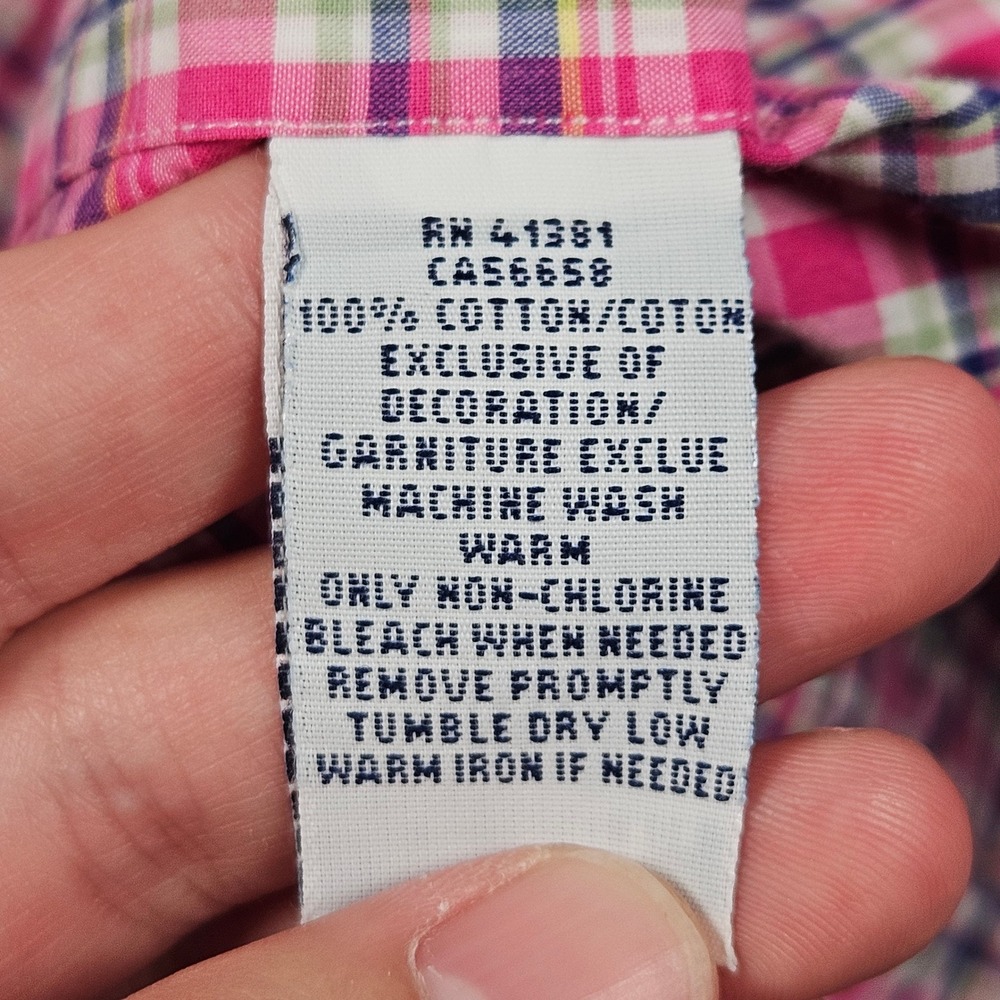 Ralph Lauren Button Down Shirt Mens Medium Pink Plaid Short Sleeve Pony Logo - Picture 8 of 9